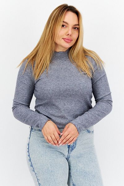 BB Dakota by Steve Madden Women Ruffle Collar Heather Sweater, Heather Grey
