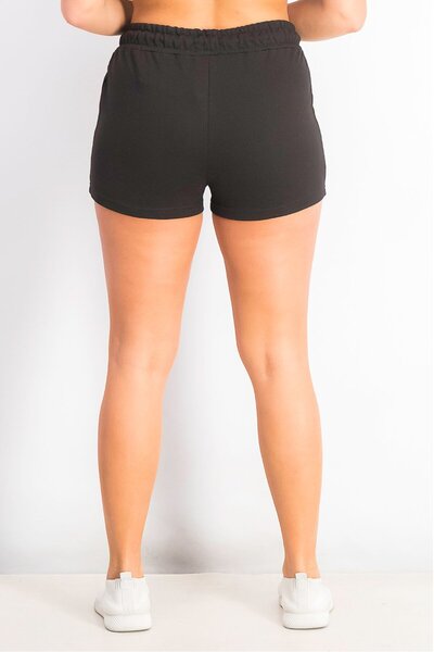 BENCH Women Graphic Drawstring Basic Shorts, Black