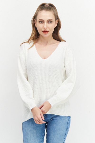 French Connection Women V-neck Knitted Sweater, Ivory