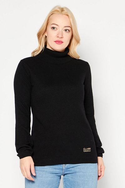 Cavalli Class Women High Neck Knitted Sweater, Black