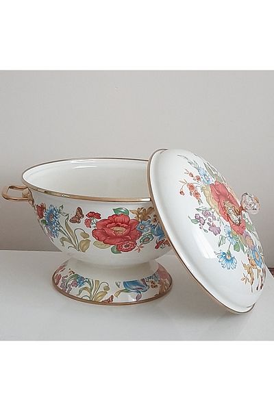 Avşar Enamel House 28 cm Deep Large Size Enamel Soup Towel Presentation Stove Fruit