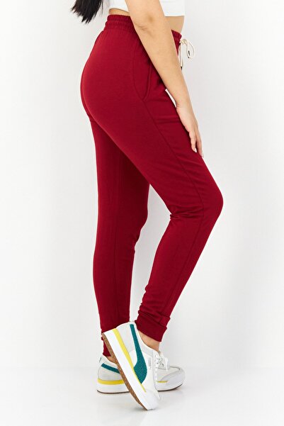 Lark Women Drawstring Plain Jogger Pants, Maroon