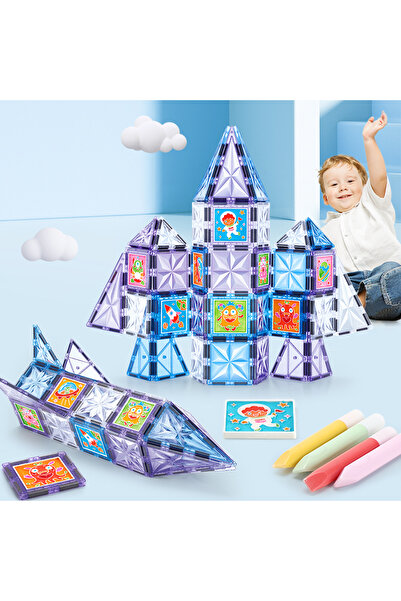 OGGİA Magnepaint 58 Parça Premium Manyetik Boyanabilir Blok Seti | Uzay Temalı | Steam, Eğitici Oyuncak