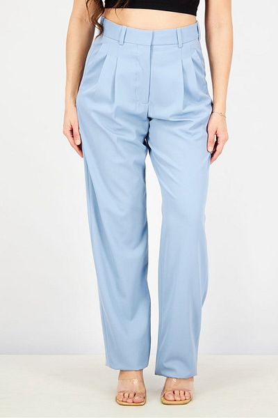 Stella McCartney Women Regular Fit Plain Trouser Pants, Light Blue