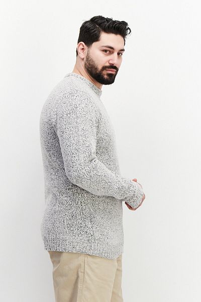 French Connection Men Round Neck Knitted Sweater, Light Grey
