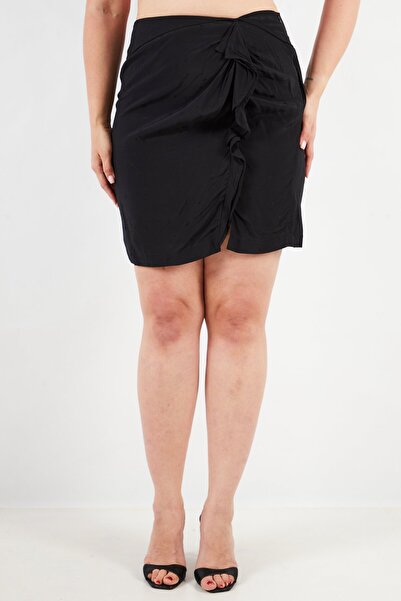 IKKS Women Regular Fit allover Print Mini Skirt, Black