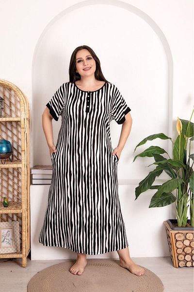 Lady Lingerie Φόρεμα με ριγέ κουμπιά σε μεγάλο μέγεθος
