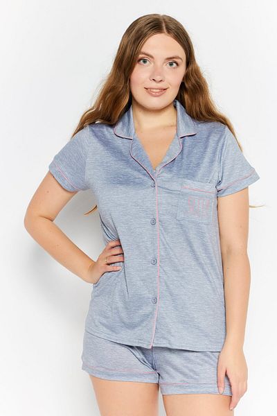 Rae dunn Women 2 Piece Pajama Top And Bottom Set, Grey Heather