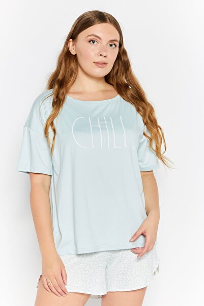 Rae dunn طقم بيجامة نسائي مكون من قطعتين، الجزء العلوي والسفلي، أزرق نعناعي