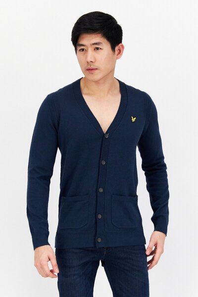 Lyle & Scott Men V-Neck Long Sleeve Cardigan, Navy