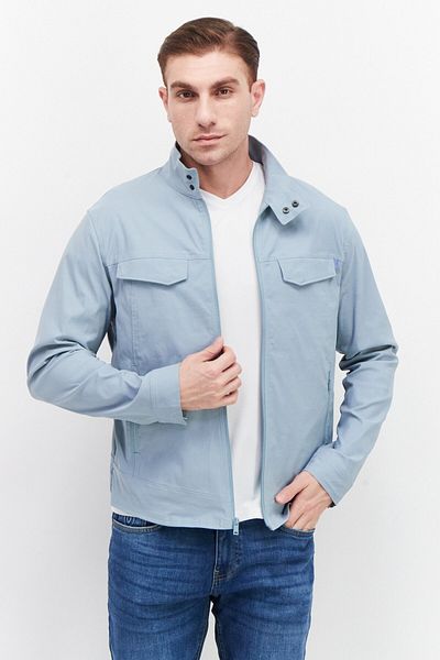 Kenneth Cole Men Plain Bomber Jackets, Light Dusty Blue