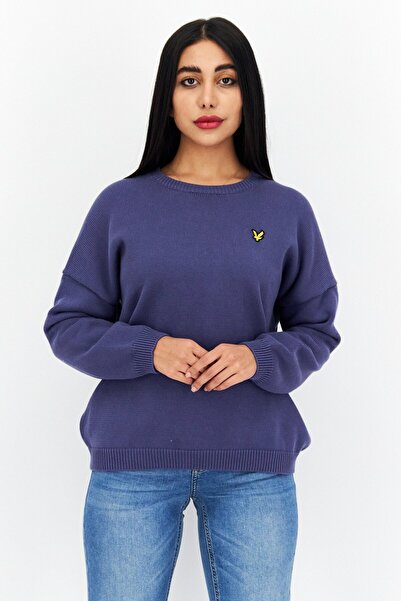 Lyle & Scott Women Crew Neck Long Sleeve Knitted Sweater, Blue
