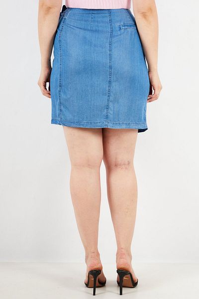 ONE STEP Women Washed Wrap Skirt, Blue