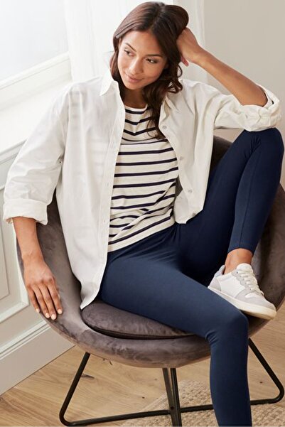 Tchibo بنطال ضيق سادة كامل الطول للنساء، أزرق داكن