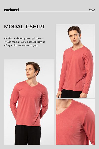Cacharel 2243 Men's Modal Cotton V-Neck T-Shirt