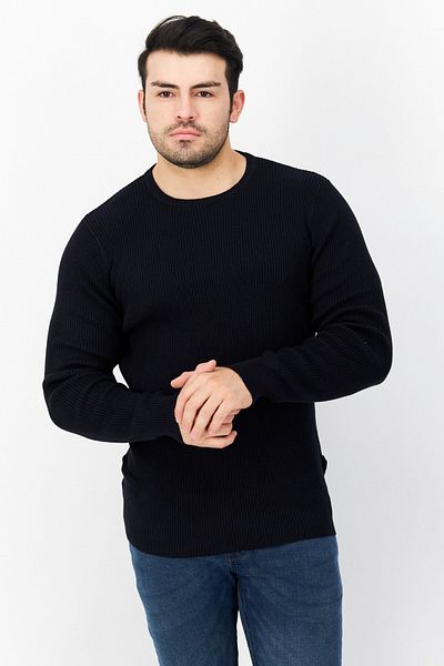 French Connection Men Round Neck Long Sleeve Knitted Sweater, Marine