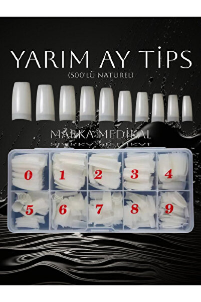 TNL PROTEZ TIRNAK YARIM AY TİPS 500 LÜ KUTU -NATURAL (KEMİK RENGİ)