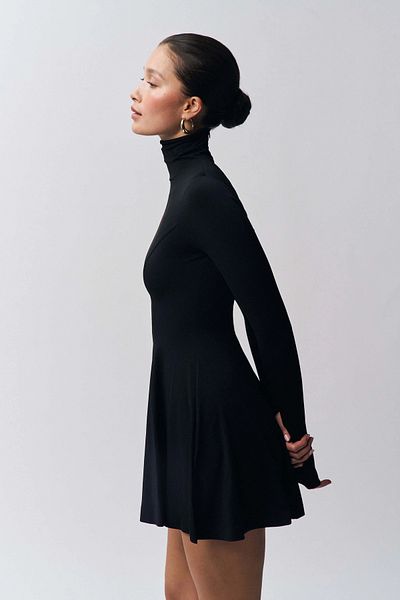 World Fashion Trends Wft5091 Finger Detailed Fisherman Black Dress