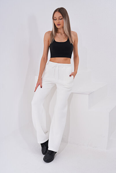 kallima Λευκό ροζ χοντρό 3 νήμα Άνετη εφαρμογή Φαρδύ γυναικείο φούτερ