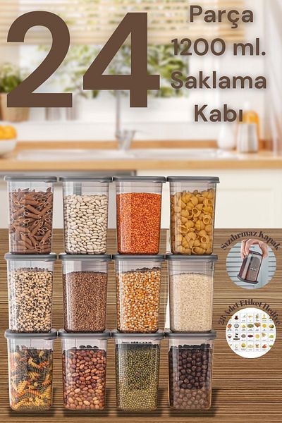 welcomein 12 Pieces 24 Pieces 1200 Ml. Leak Proof Covered Food Grocery Storage Container Set with Label Gift