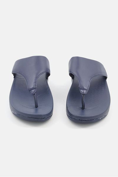 XOXO Women Leather Upper Slip On Casual Slippers, Navy