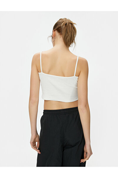 Koton Basic Crop Athlete Thin Strap Βαμβάκι με ραβδώσεις