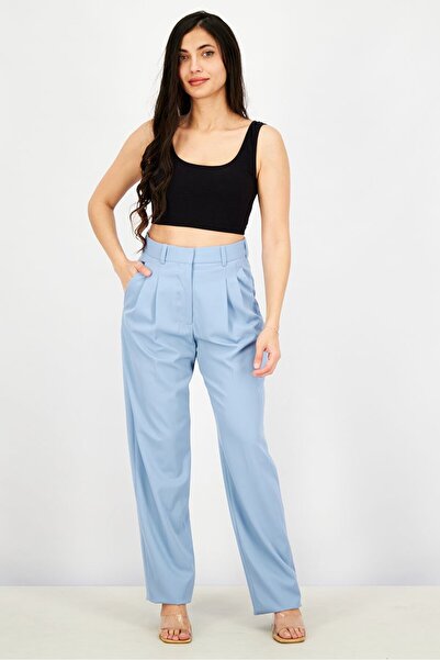 Stella McCartney Women Regular Fit Plain Trouser Pants, Light Blue