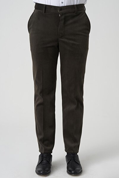 White Stone Amora P1031 Slim Fit Pamuklu Kadife Pantolon A.Haki