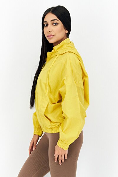 Levi's Women Hooded Zip Up Long Sleeve Windbreaker Jacket, Dark Yellow