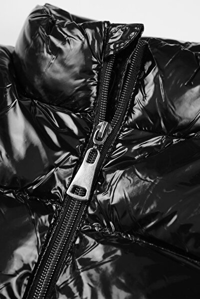 zepkids Long Sleeve Elastic Waist Black Color Girl's Coat