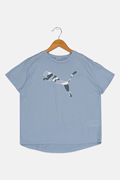 Puma Kids Girls Relaxed Fit Short Sleeve Outdoor T-Shirt, Sage Blue
