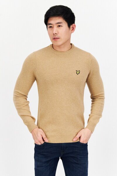 Lyle & Scott سترة رجالي بشعار العلامة التجارية بأكمام طويلة وياقة دائرية، لون...