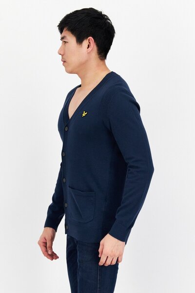 Lyle & Scott Men V-Neck Long Sleeve Cardigan, Navy
