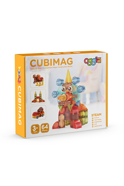 OGGİA Cubimag 64 Parçalı Premium Manyetik Oyuncak-blok Seti (MANYETİK KÜPLER)...