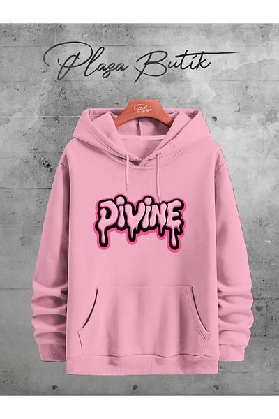 Plaza Butik Φούτερ Unisex Hooded Divine Printed Oversize