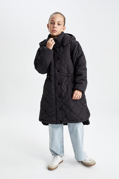 DeFacto Girls - Water Repellent Hood Zip Long Parka C8974A824Au