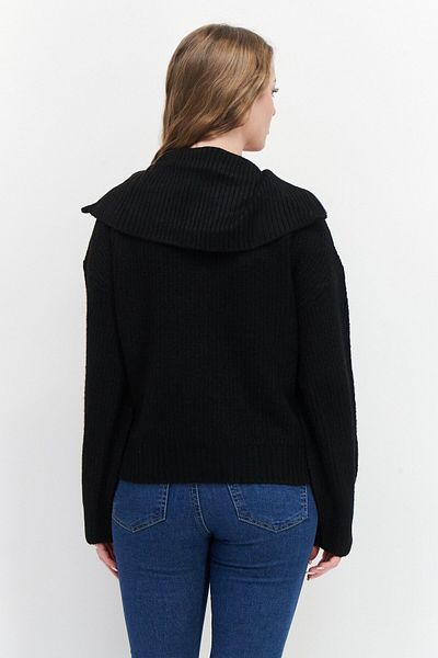 French Connection Women Spread Collar Knitted Sweater, Black