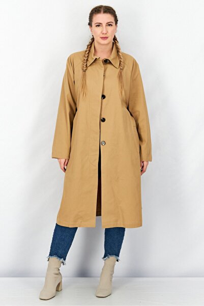 TWINSET Women Solid Belted Trench Coat, Brown