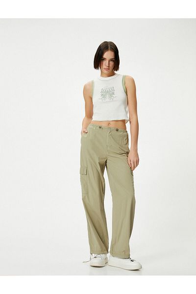 Koton Crop Athlete Crew Neck Printed Cotton