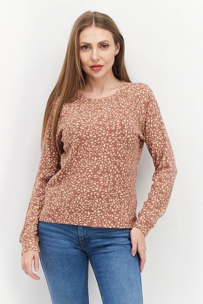 Roxy Women Round Animal Print Sweater, Brown Combo
