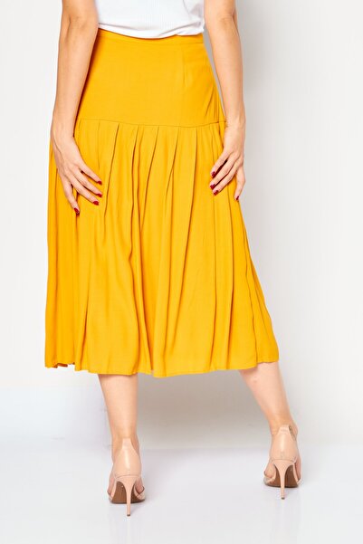 Kayfi Women Pleated Midi Skirts, Sunflower