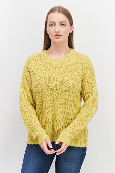 Esprit Women Crew Neck Knitted Sweaters, Light Yellow