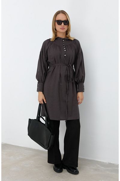 Fatma Atasoy Drawstring Viscose Gray Tunic