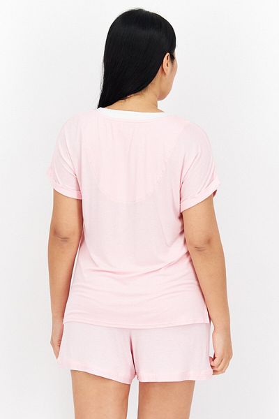 Anne Klein Women 2pc Set Plain Pajama, Pink