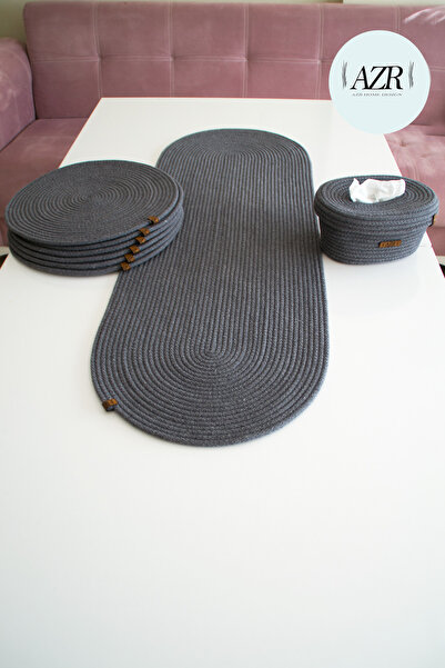 AZR HOME DESİGN مفرش صحون من الخوص من الجوت 6 سوبلا طقم مناديل حامل مناديل