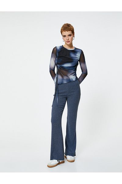 Koton Pantaloni spanioli cu talie înaltă texturați skinny