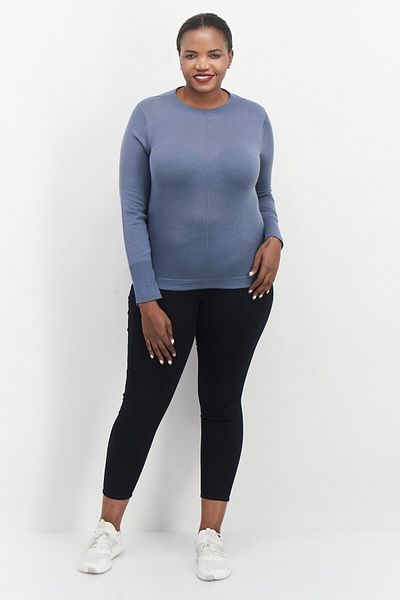 Esprit Women Mock Neck Long Sleeve Textured Sweater, Slate Blue