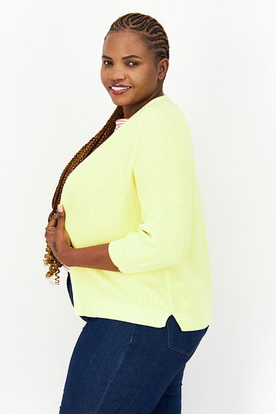 TAIFUN Women Long Sleeve Knitted Cardigans, Yellow