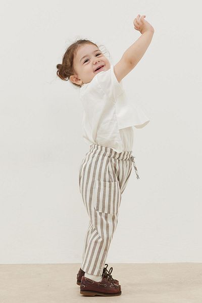 Fahhar Kids Beige Striped Baby Shalwar