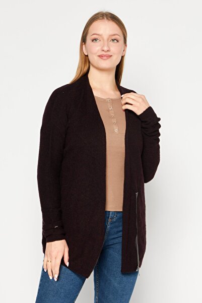 İkks Women V-Neck Long Sleeve Cardigan, Dark Brown